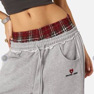 Aelfric Eden Gray Joggers with Red Plaid Waist